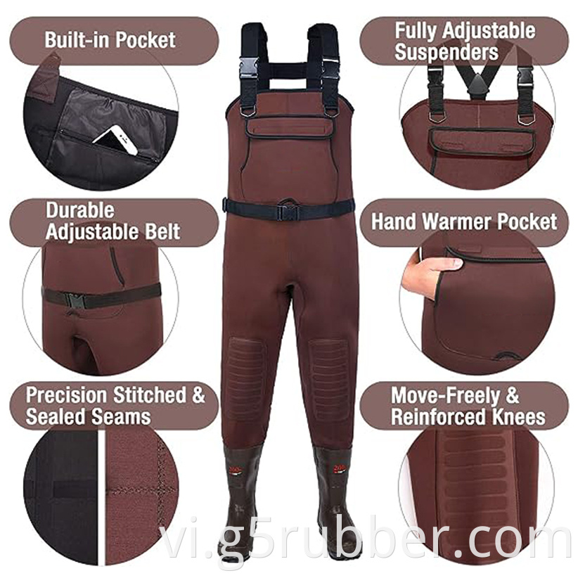 Neoprene Fishing Chest Waders 200g Insulation Boots